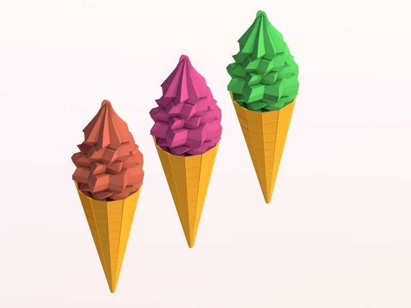 Cartoon Low Poly Ice Cream Low-poly 3D model_4