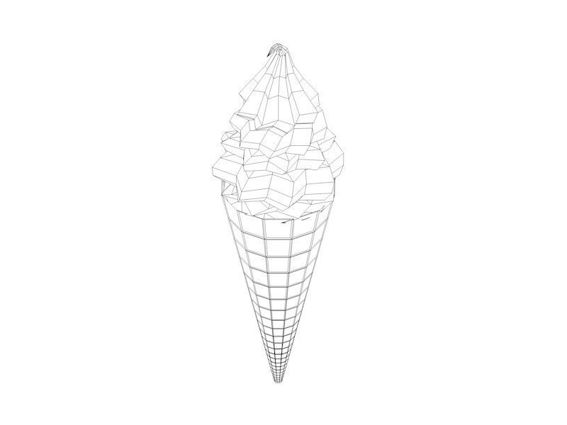 Cartoon Low Poly Ice Cream Low-poly 3D model_3