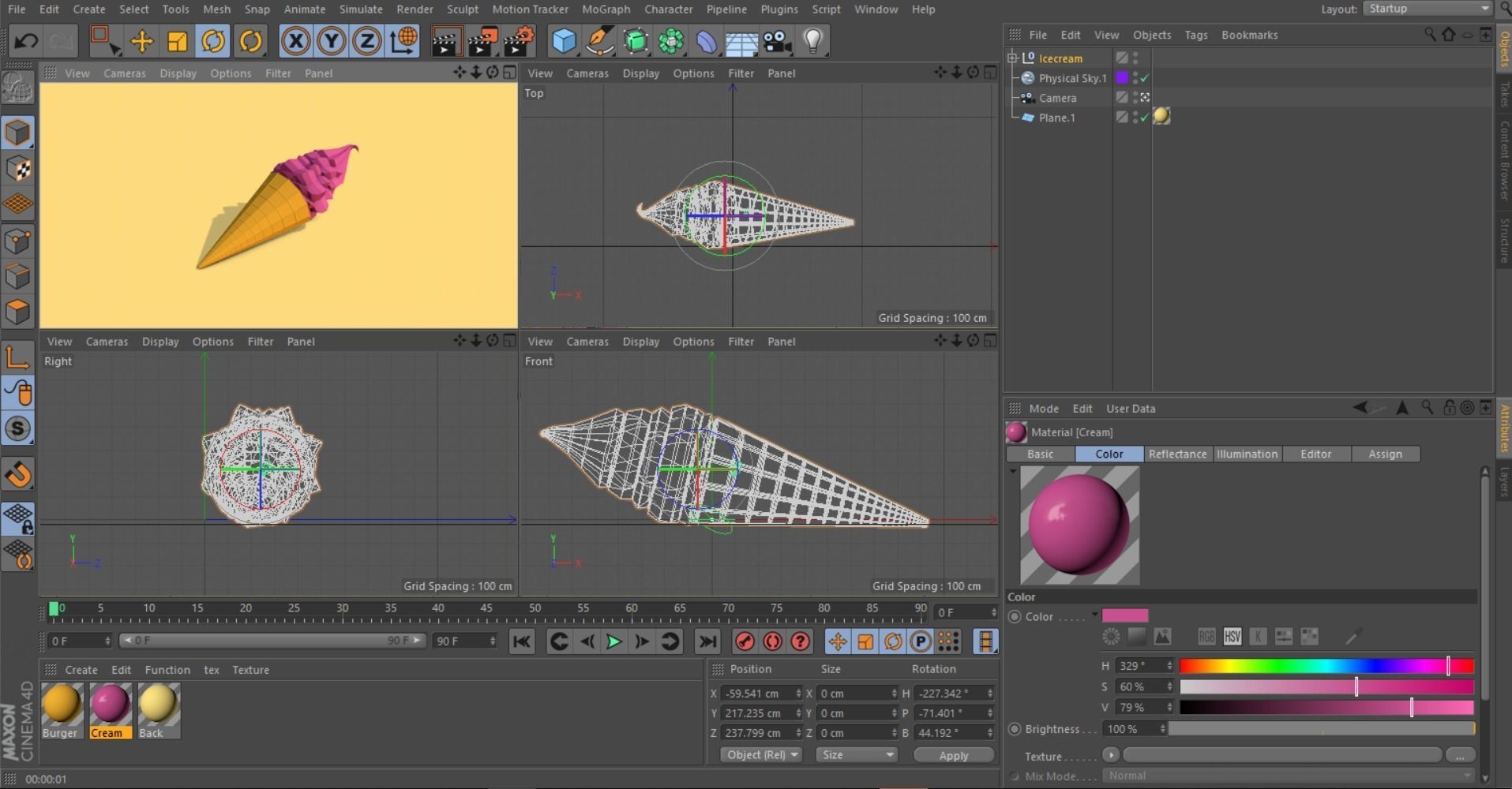 Cartoon Low Poly Ice Cream Low-poly 3D model_8