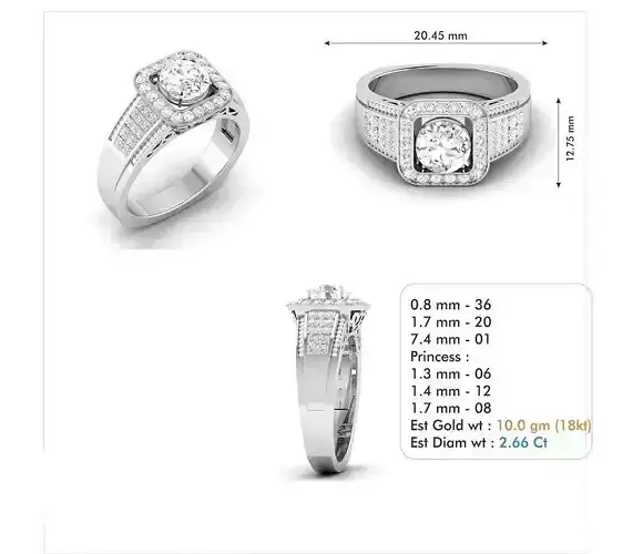 3dm file engagement ring with diamonds