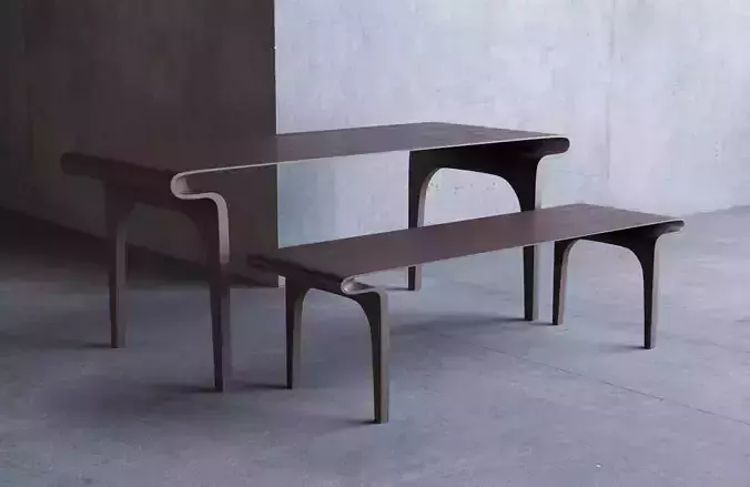 The Contour Table and Chair by Bodo Sperlein