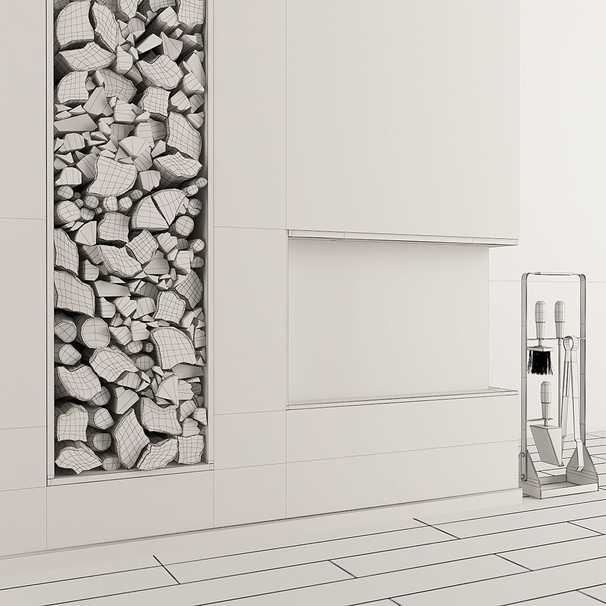 Fireplace and Firewood 38 3D model_8