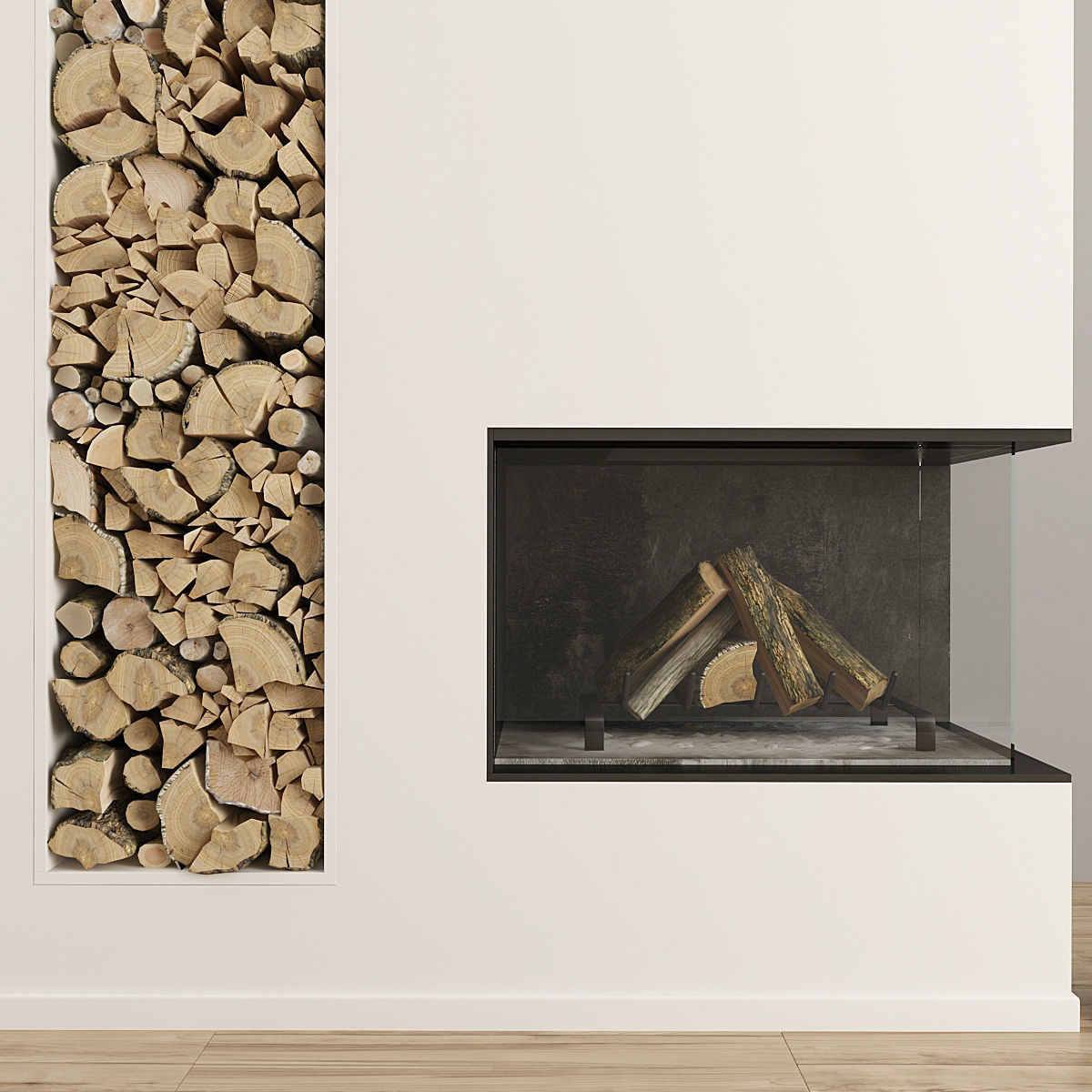 Fireplace and Firewood 38 3D model_5