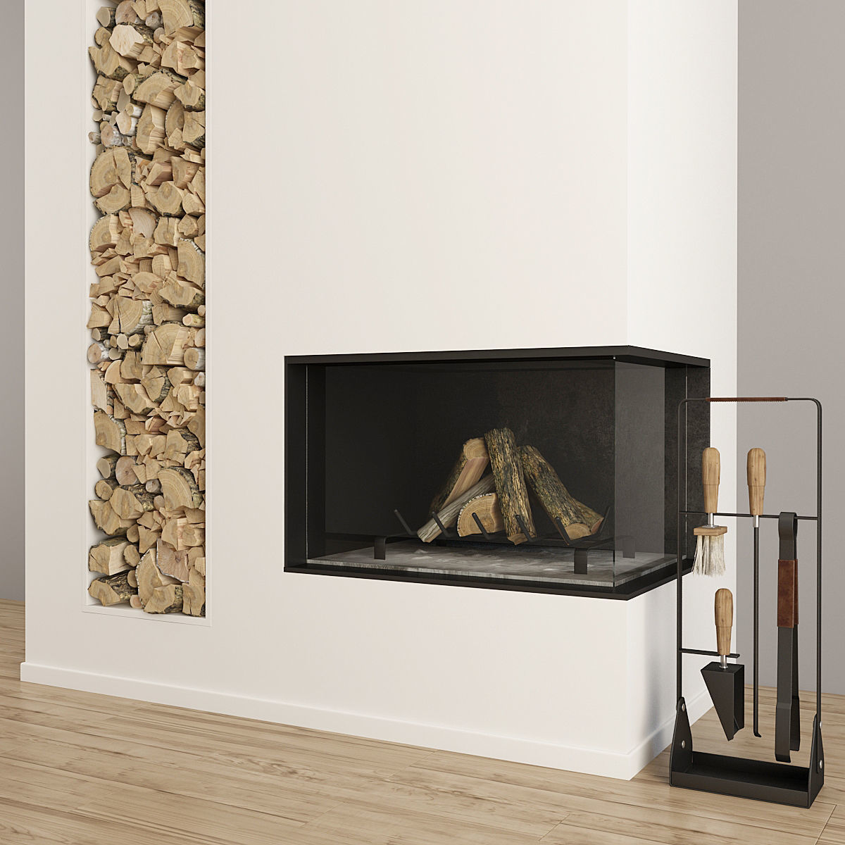 Fireplace and Firewood 38 3D model_2
