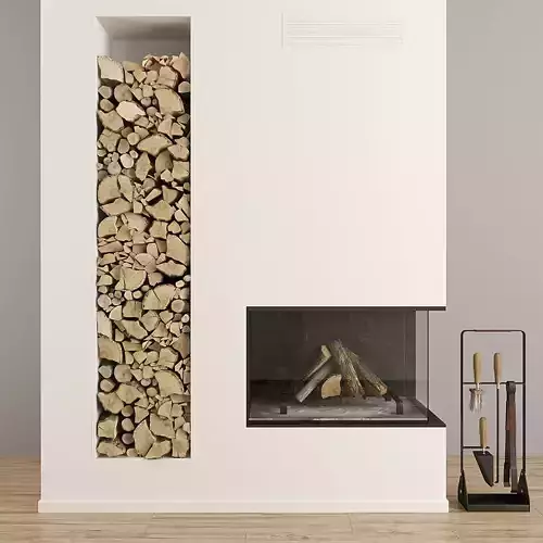 Fireplace and Firewood 38 3D model