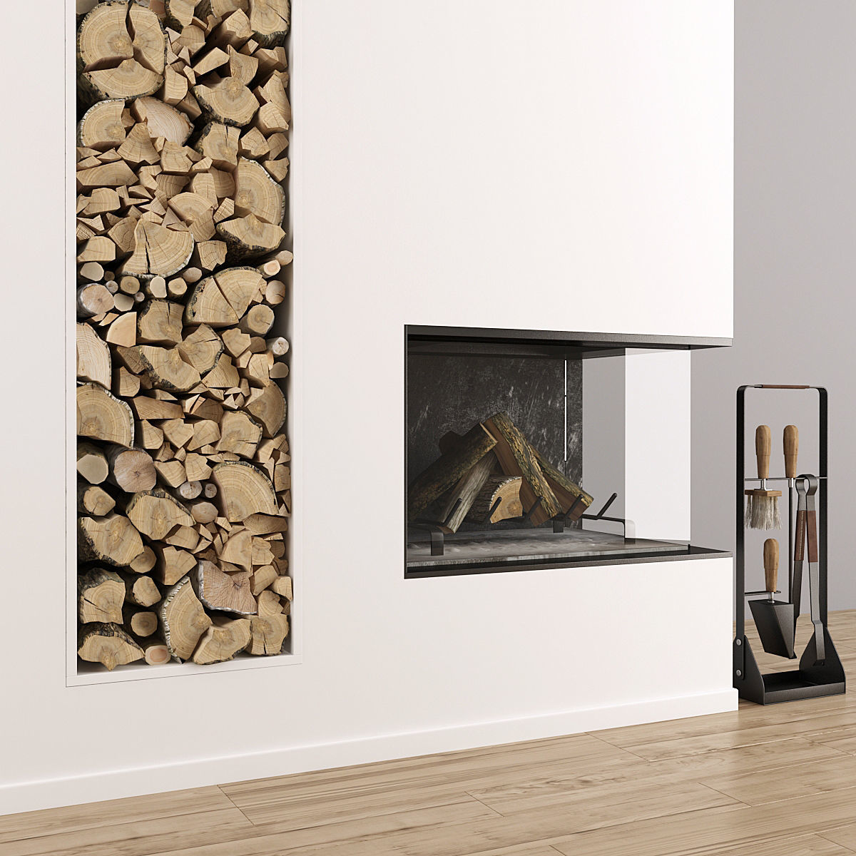 Fireplace and Firewood 38 3D model_1