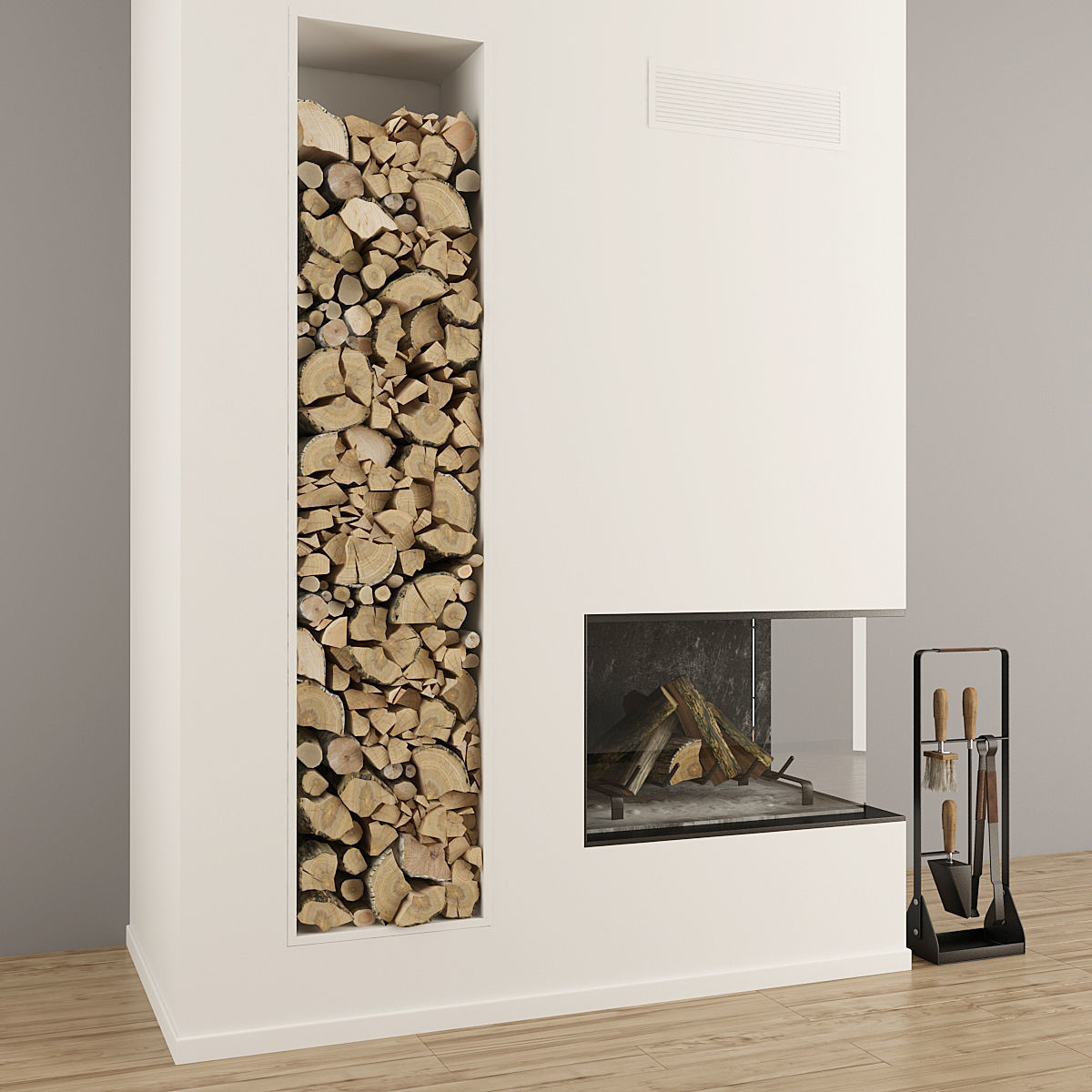Fireplace and Firewood 38 3D model_4