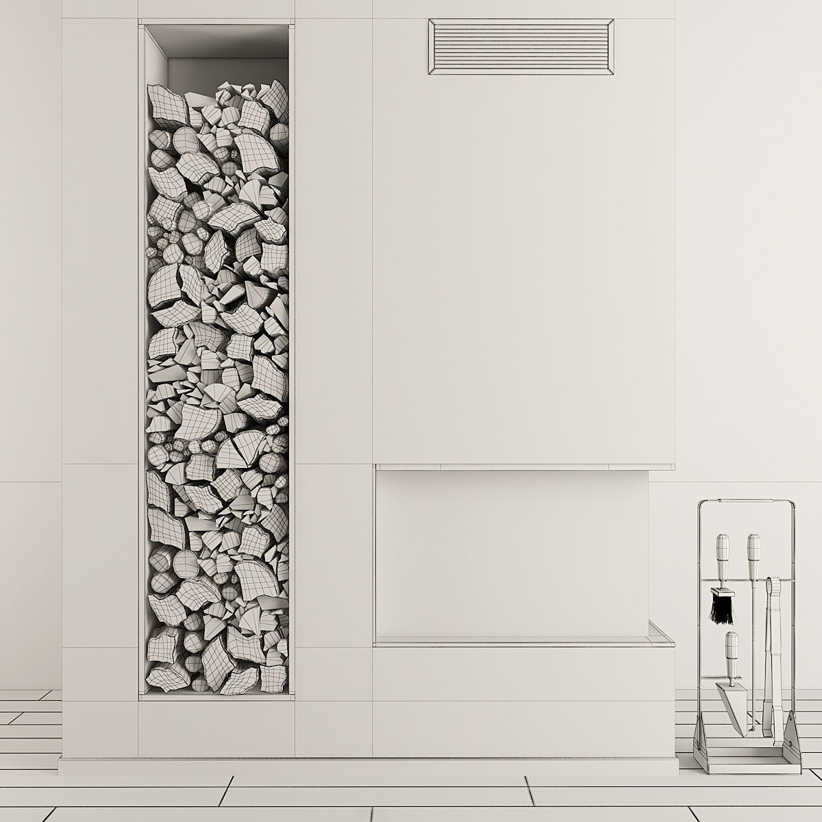 Fireplace and Firewood 38 3D model_7