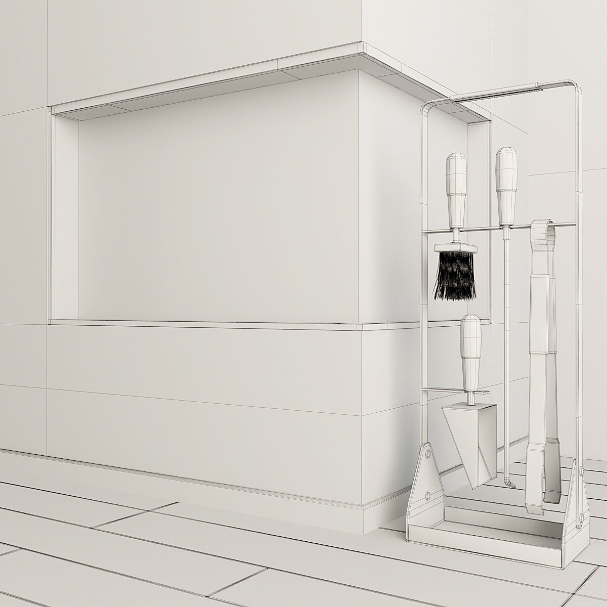 Fireplace and Firewood 38 3D model_9