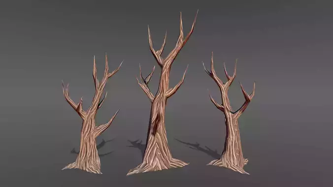  Hand Painted Dead Tree Low Poly Low-poly 3D model