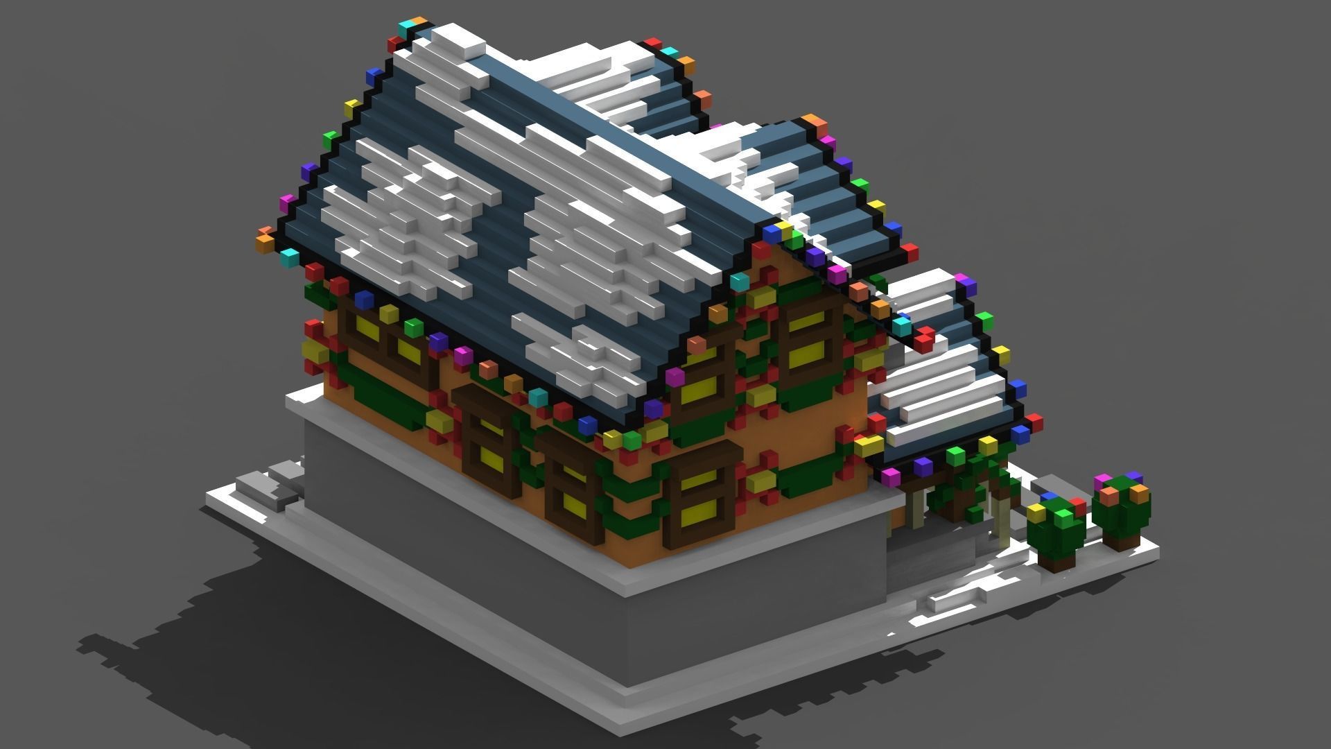 Xmas House Voxel - 4 Low-poly 3D model_2