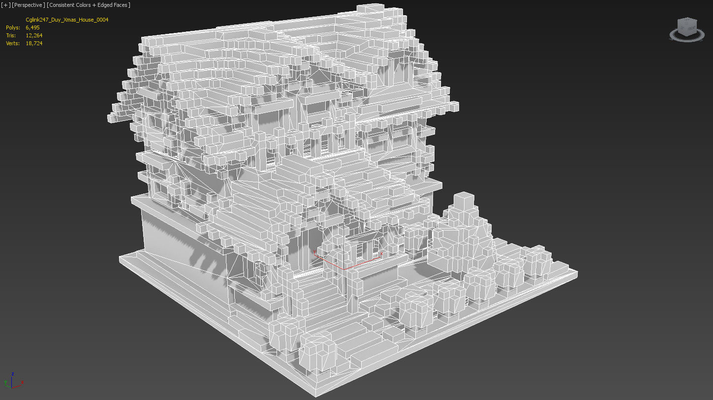 Xmas House Voxel - 4 Low-poly 3D model_4