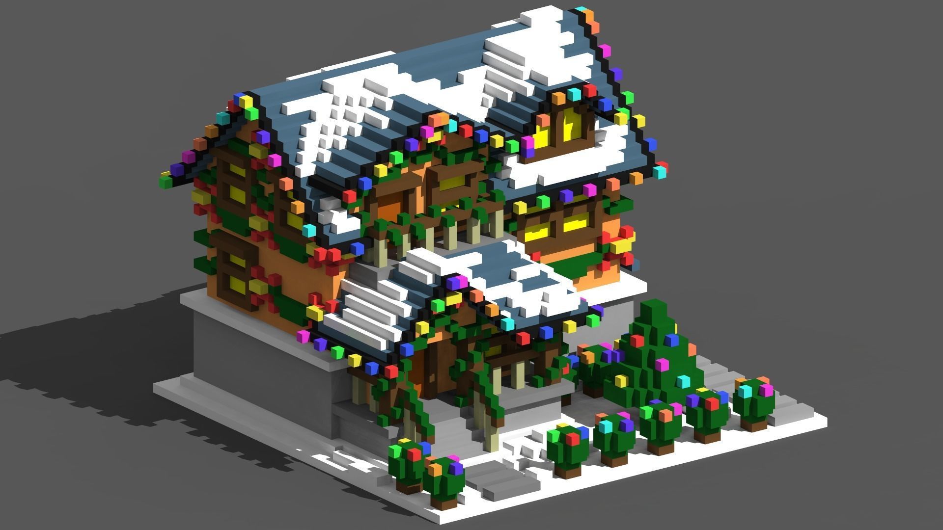 Xmas House Voxel - 4 Low-poly 3D model_3