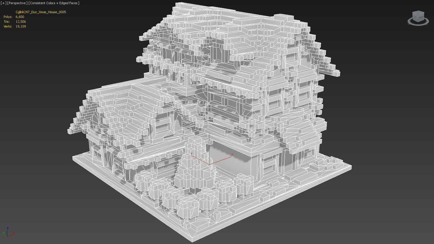 Xmas House Voxel - 5 Low-poly 3D model_4