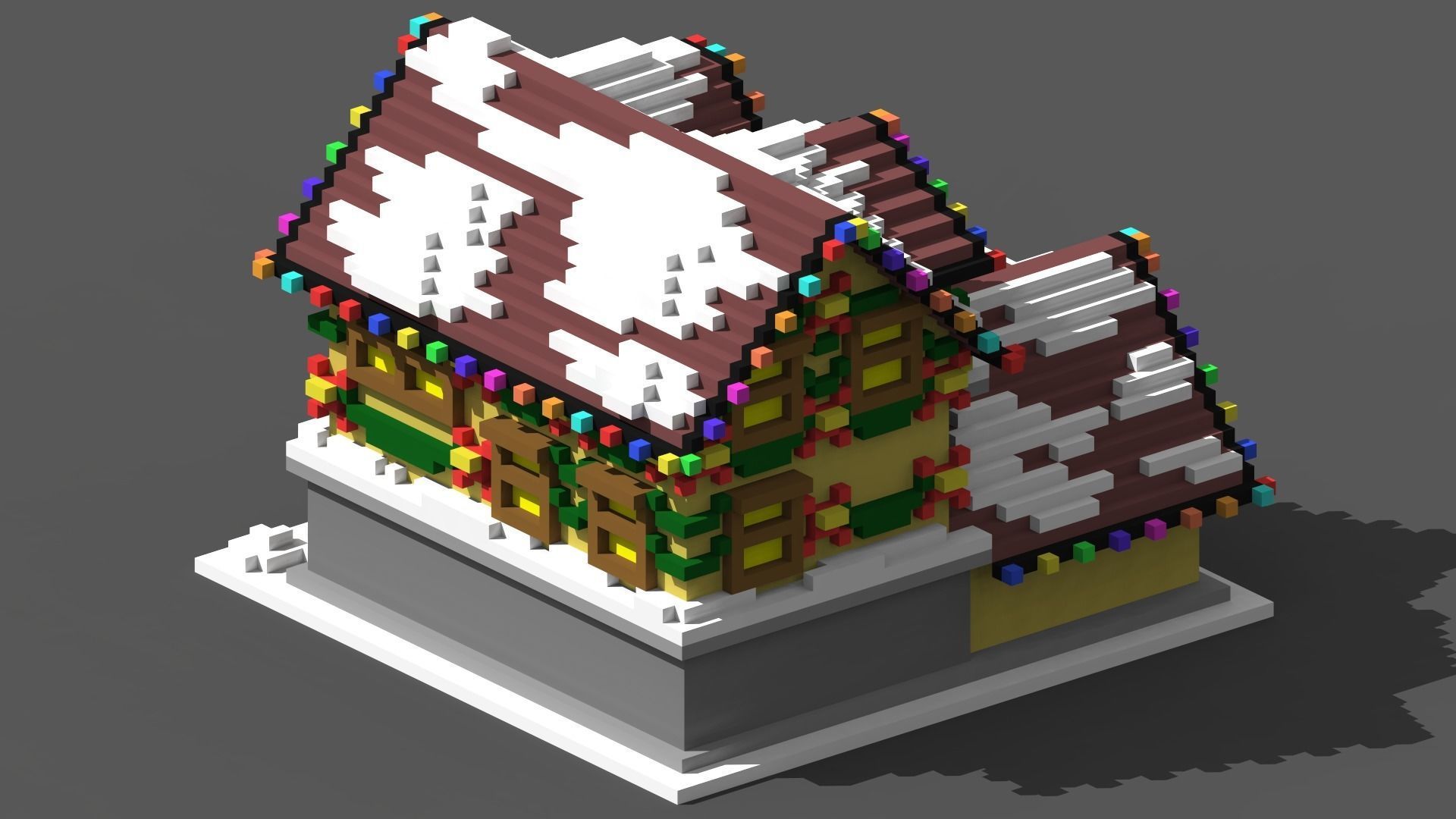 Xmas House Voxel - 5 Low-poly 3D model_2