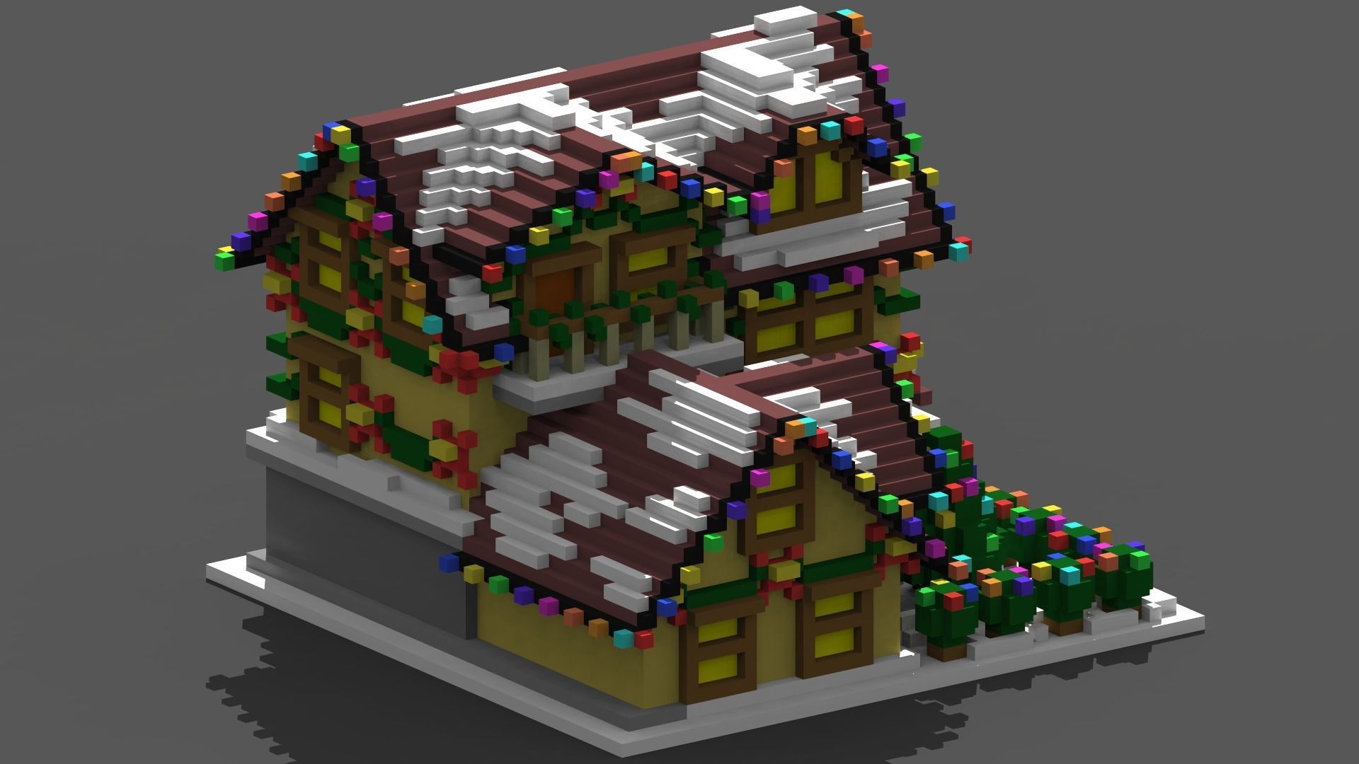 Xmas House Voxel - 5 Low-poly 3D model_3