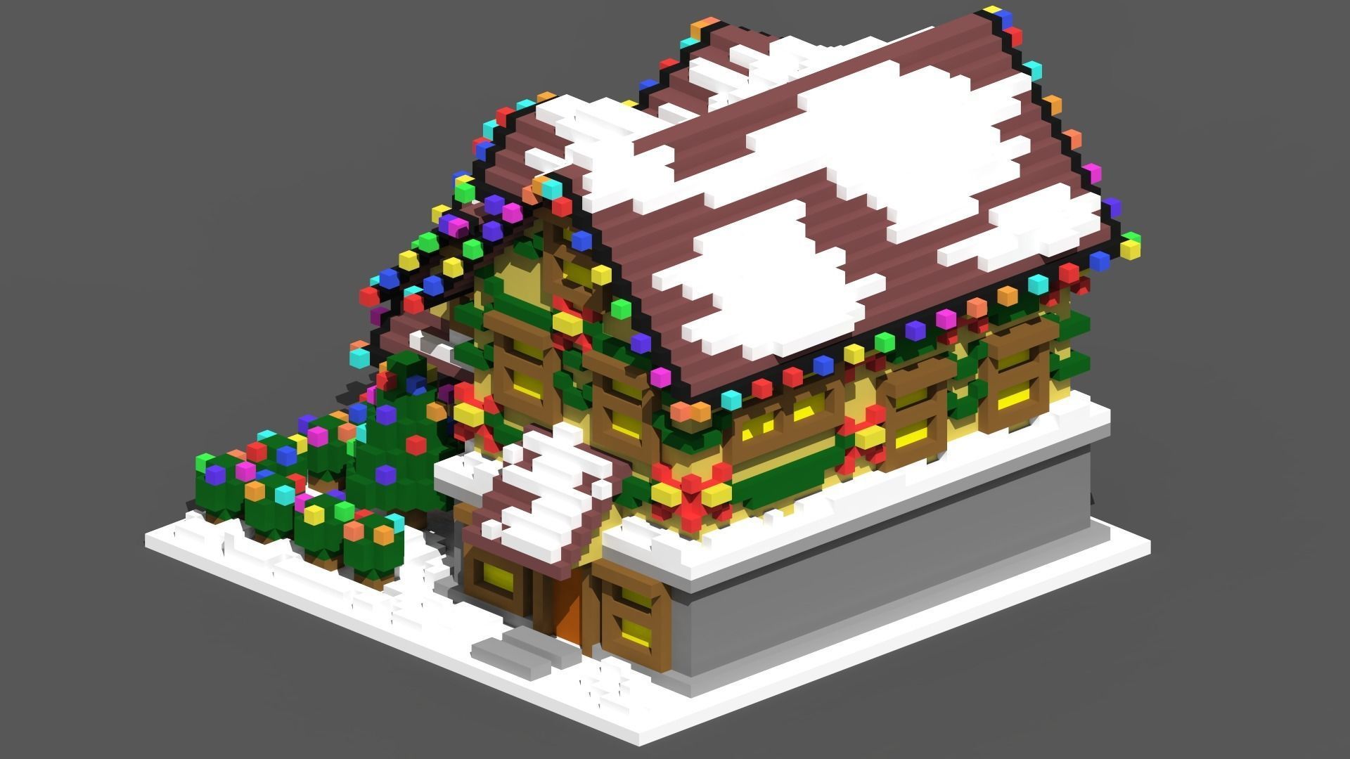 Xmas House Voxel - 5 Low-poly 3D model_1
