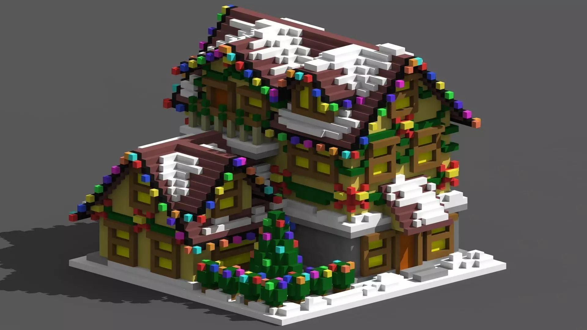 Xmas House Voxel - 5 Low-poly 3D model_0