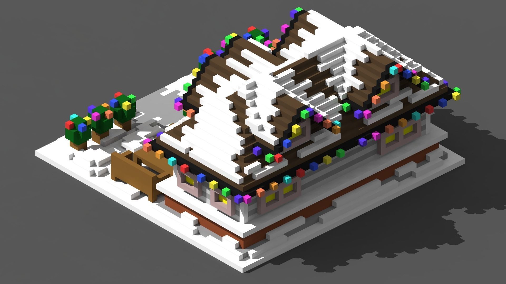 Xmas House Voxel - 6 Low-poly 3D model_1