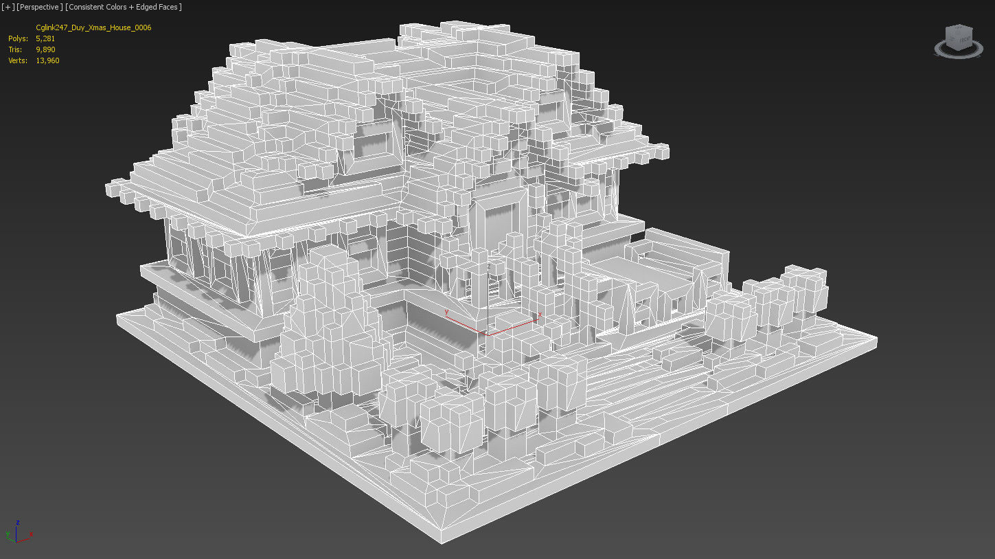 Xmas House Voxel - 6 Low-poly 3D model_4