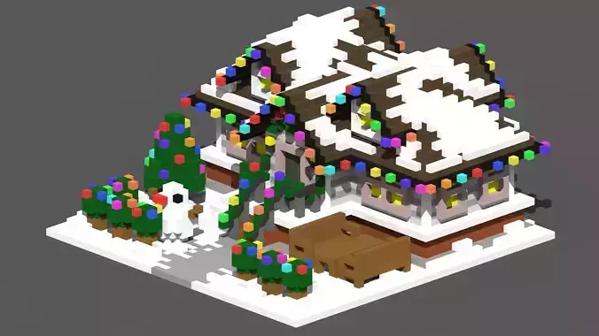 Xmas House Voxel - 6 Low-poly 3D model Xmas House Voxel - 6 Low-poly 3D model