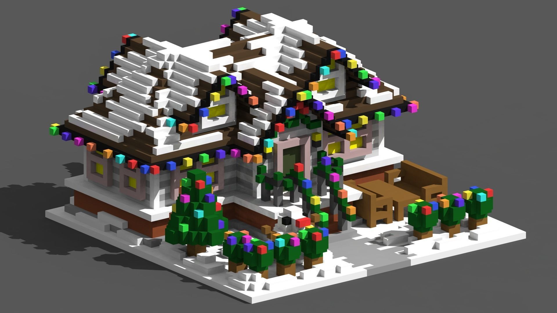 Xmas House Voxel - 6 Low-poly 3D model_3