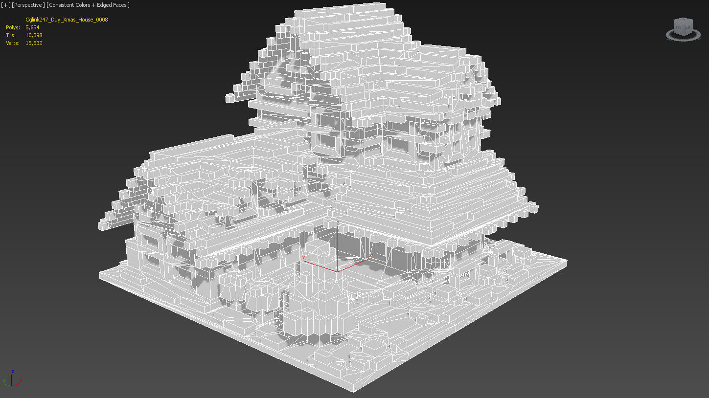 Xmas House Voxel - 8 Low-poly 3D model_4