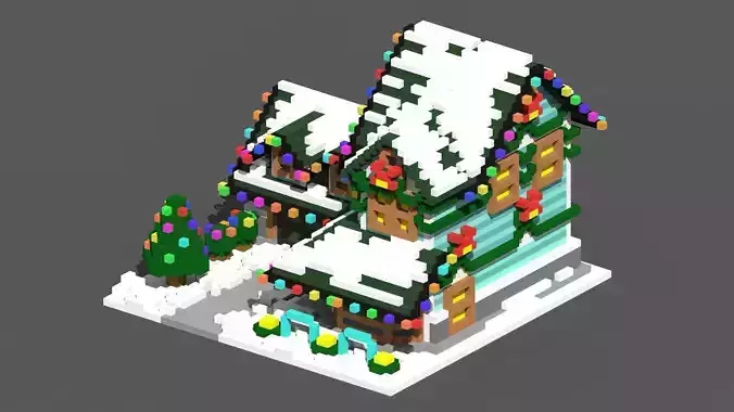 Xmas House Voxel - 8