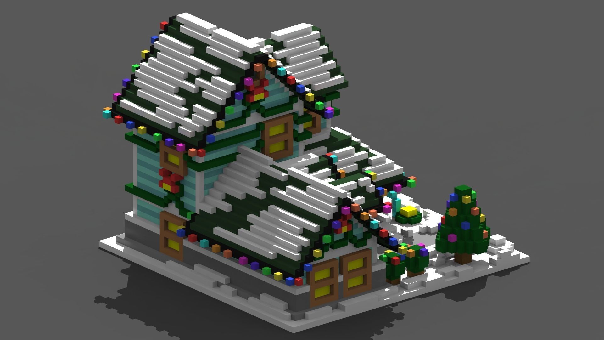 Xmas House Voxel - 8 Low-poly 3D model_2