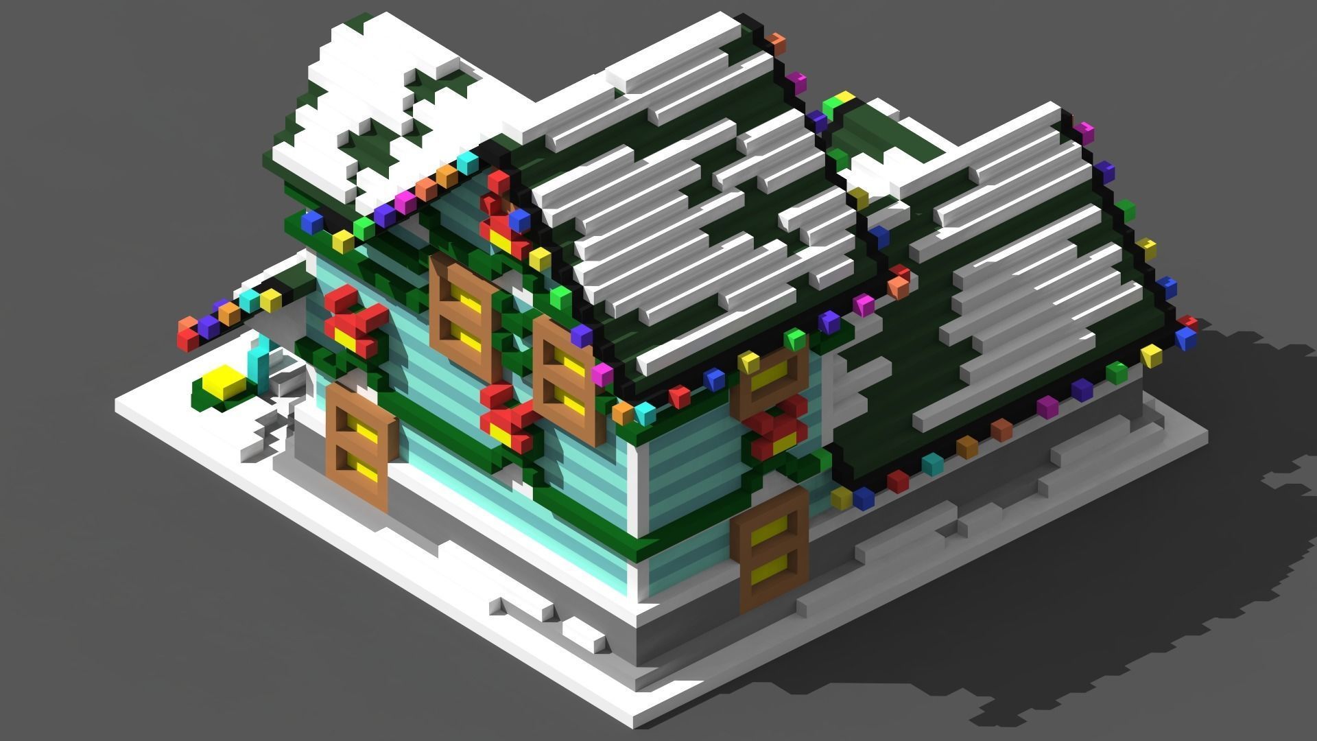 Xmas House Voxel - 8 Low-poly 3D model_1