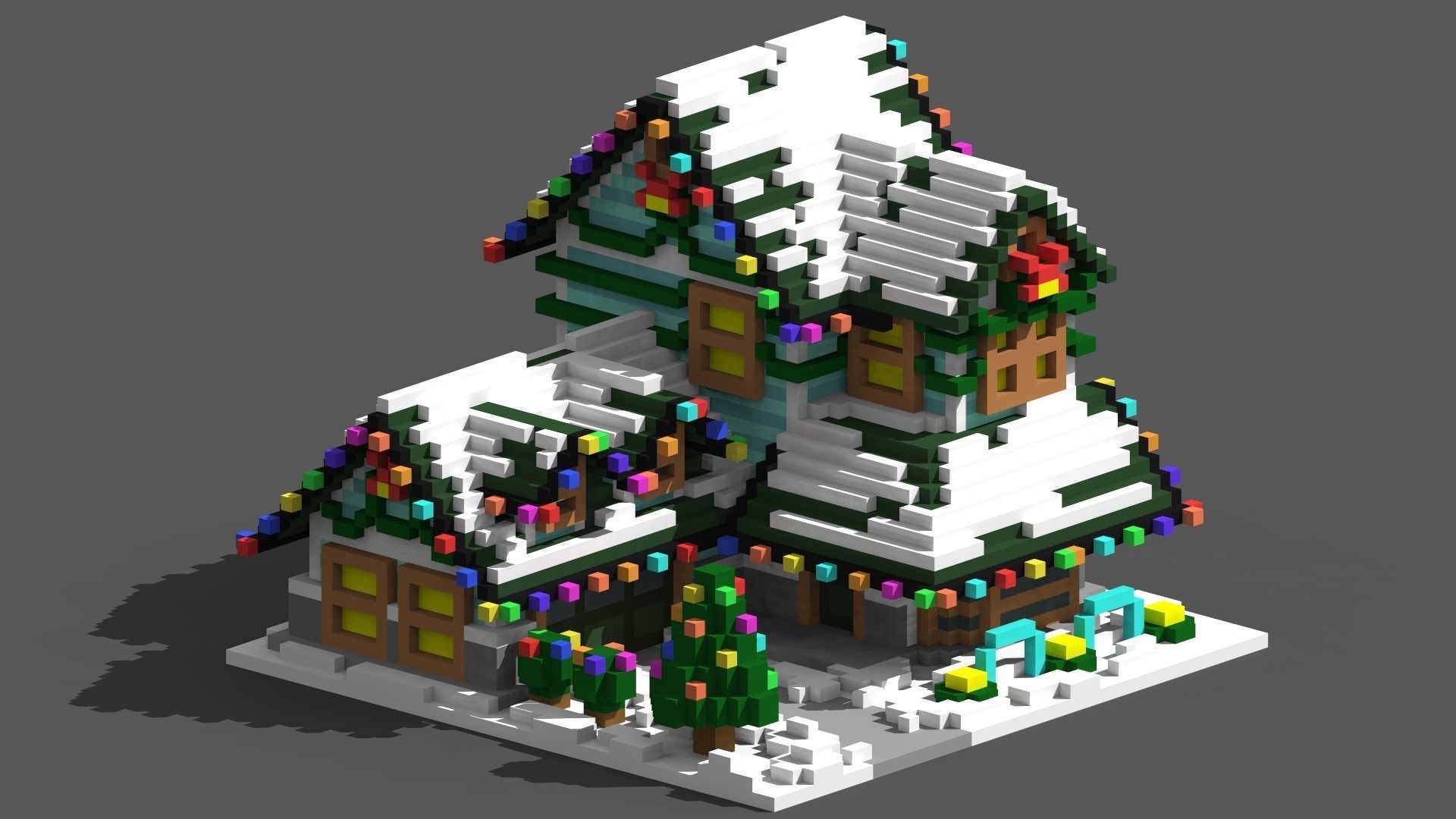 Xmas House Voxel - 8 Low-poly 3D model_3