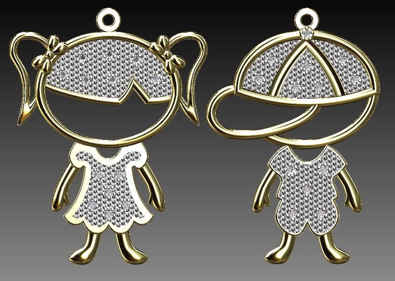 PENDANT BOY GIRL CHILD DIAMOND 3D print model_1