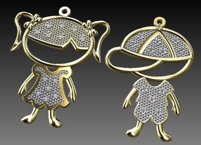 PENDANT BOY GIRL CHILD DIAMOND 3D print model