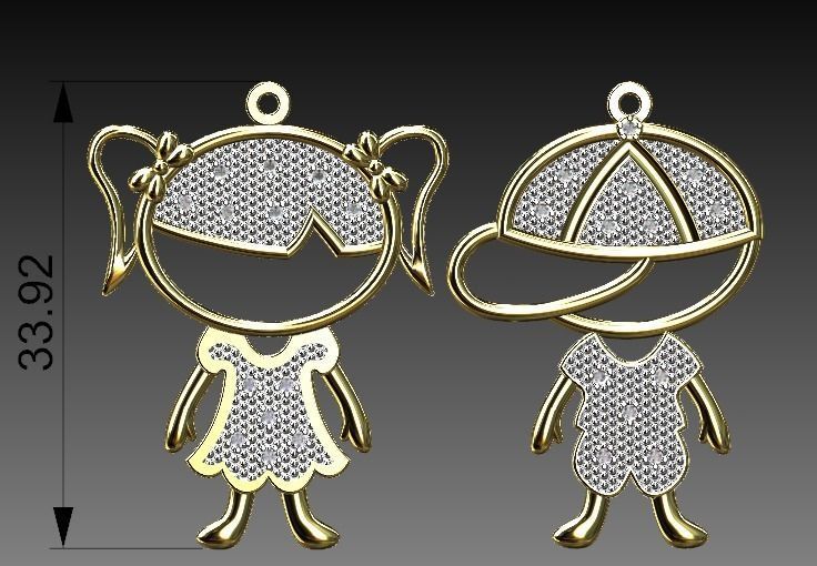 PENDANT BOY GIRL CHILD DIAMOND 3D print model_2