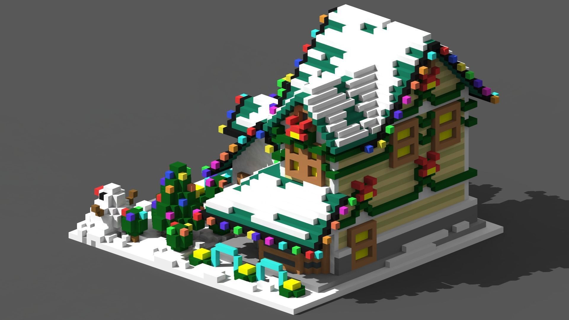 Xmas House Voxel - 9 Low-poly 3D model_1