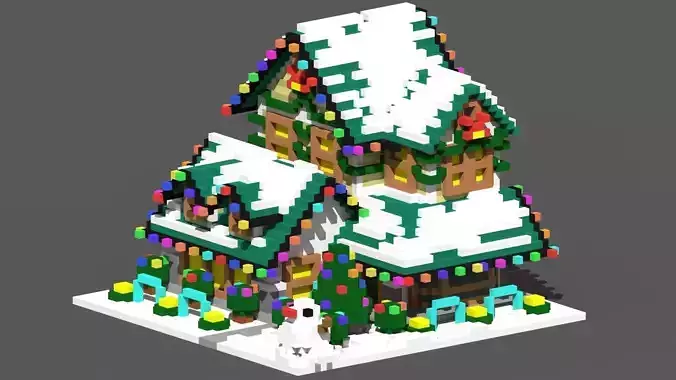 Xmas House Voxel - 9 Low-poly 3D model Xmas House Voxel - 9 Low-poly 3D model