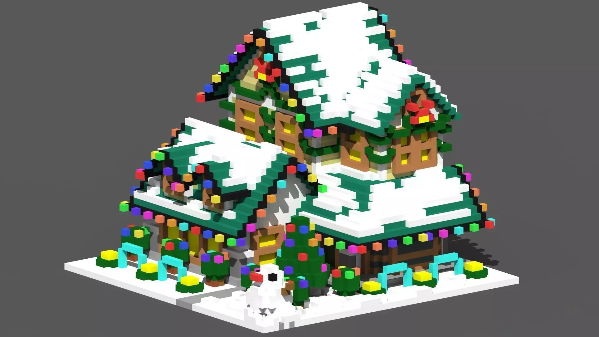 Xmas House Voxel - 9 Low-poly 3D model_0