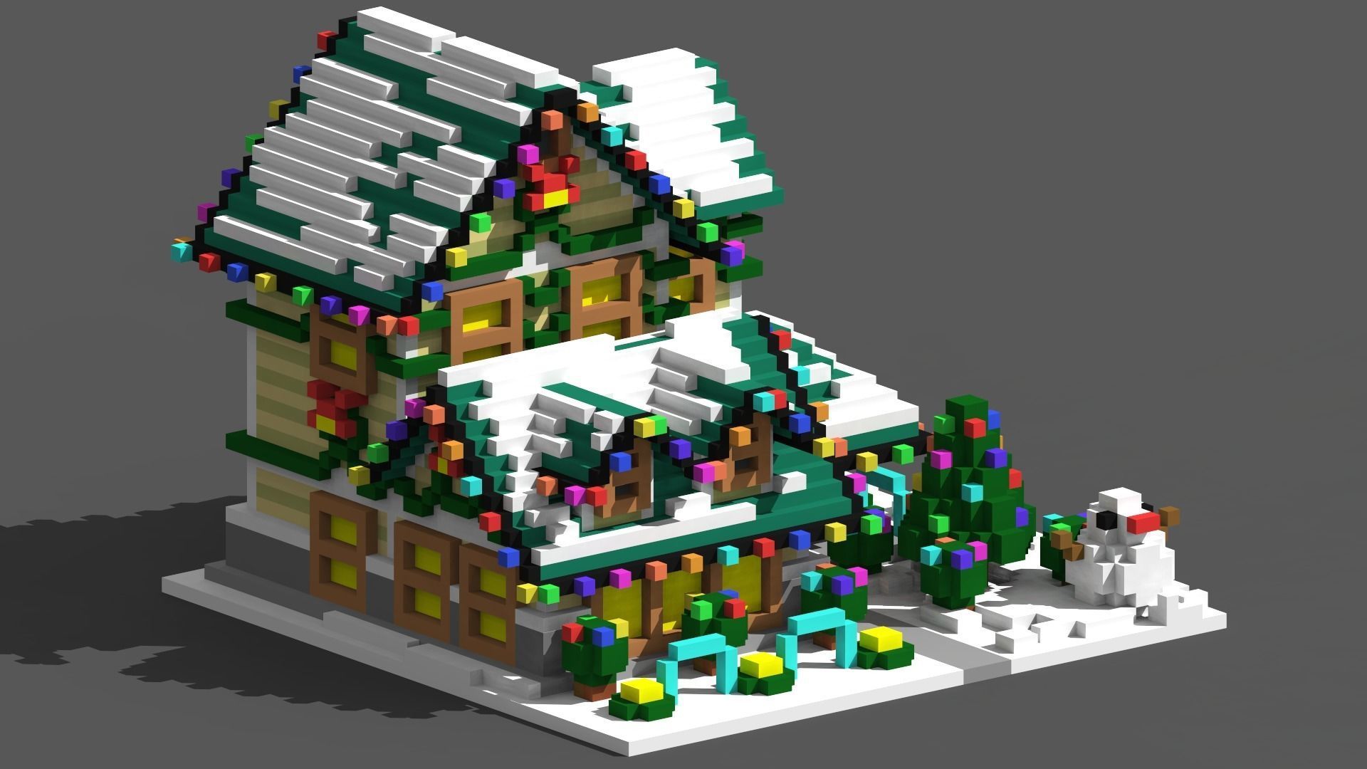 Xmas House Voxel - 9 Low-poly 3D model_3
