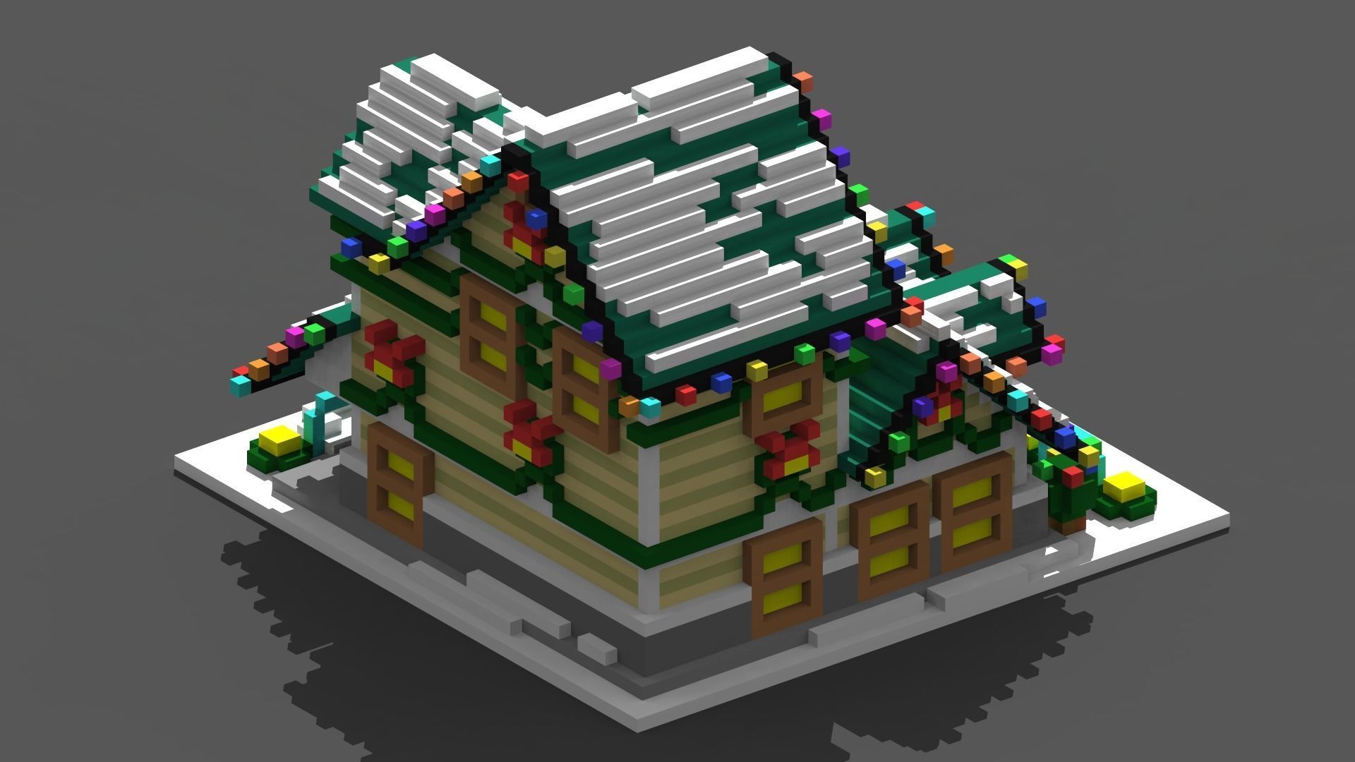 Xmas House Voxel - 9 Low-poly 3D model_2