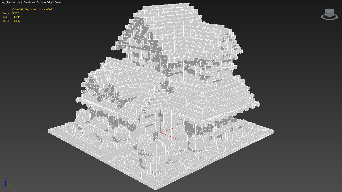 Xmas House Voxel - 9 Low-poly 3D model_4