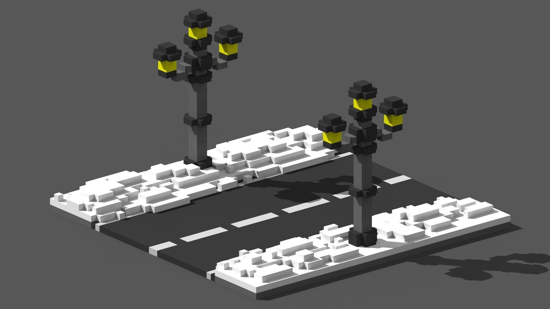 Xmas Road Voxel - 1 3D model_2