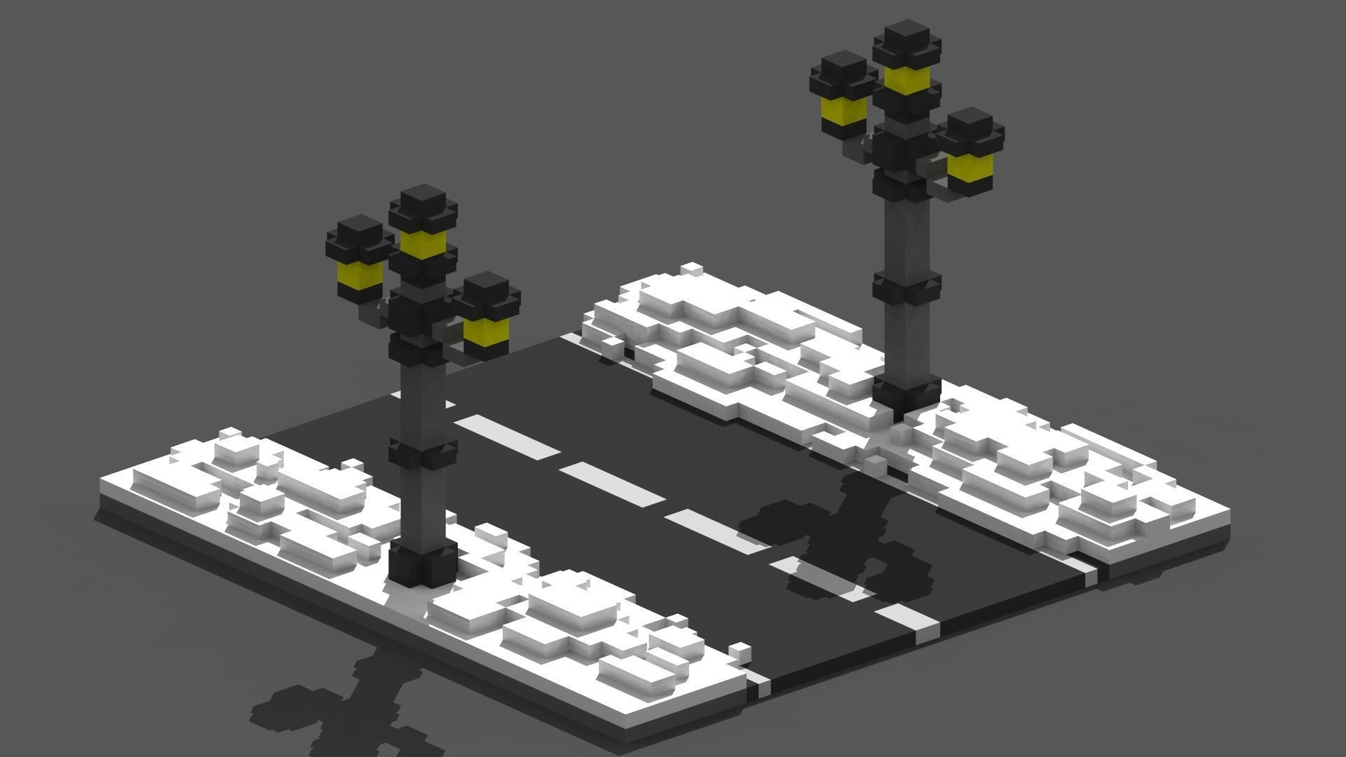 Xmas Road Voxel - 1 3D model_3