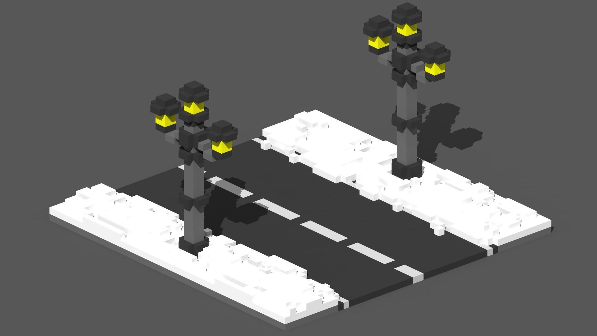 Xmas Road Voxel - 1 3D model_1