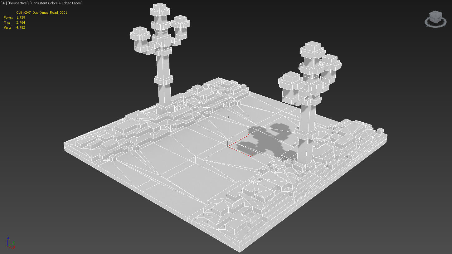 Xmas Road Voxel - 1 3D model_4