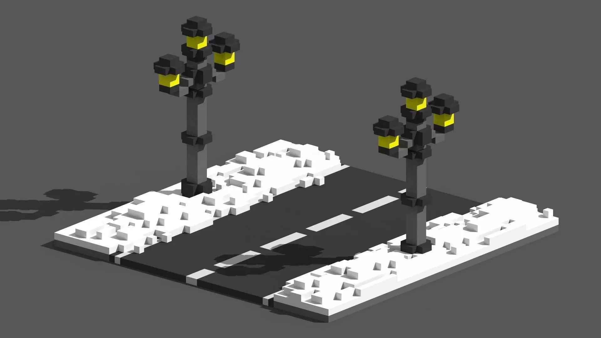 Xmas Road Voxel - 1 3D model_0