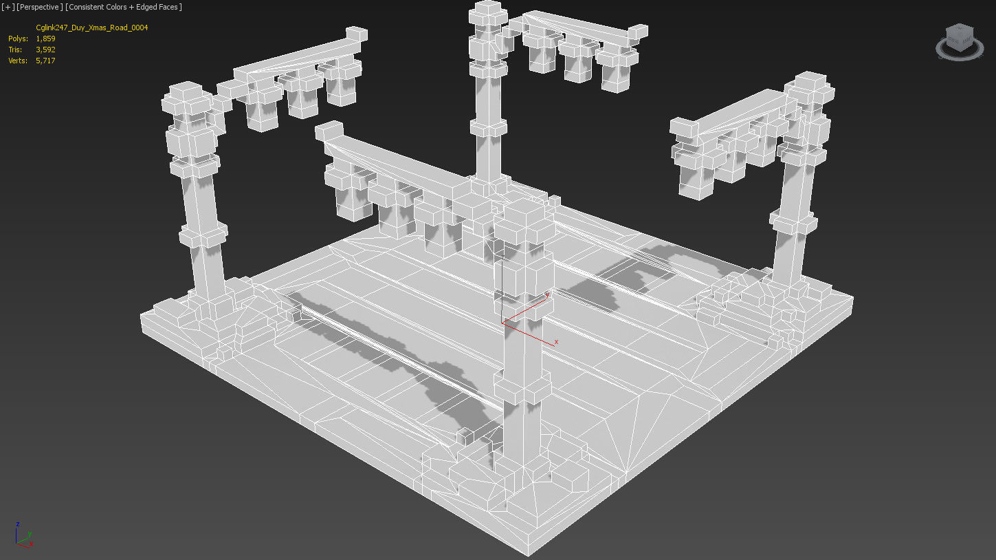 Xmas Road Voxel - 4 Low-poly 3D model_4