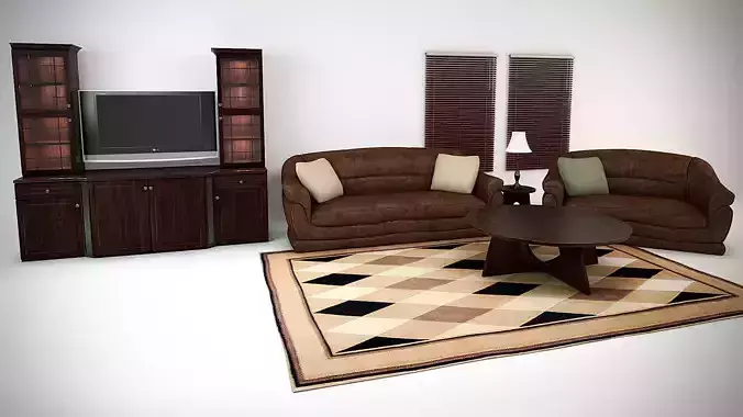 Sofa set 3D model couch