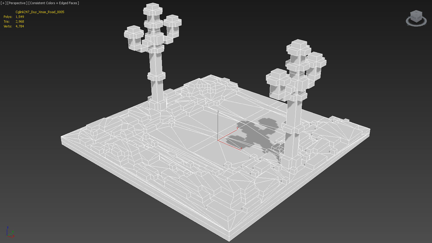 Xmas Road Voxel - 5 Low-poly 3D model_4