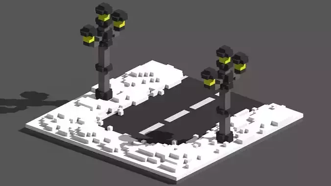 Xmas Road Voxel - 5 Low-poly 3D model Xmas Road Voxel - 5 Low-poly 3D model
