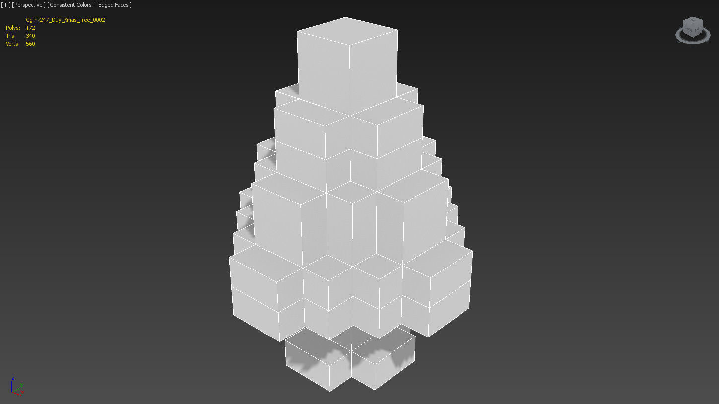 Xmas Tree Voxel - 2 Low-poly 3D model_4